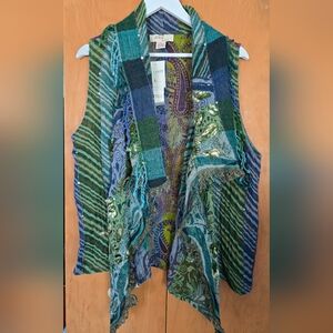 Anu by Natural Boho Artsy Wool Patchwork Vest New sz Large